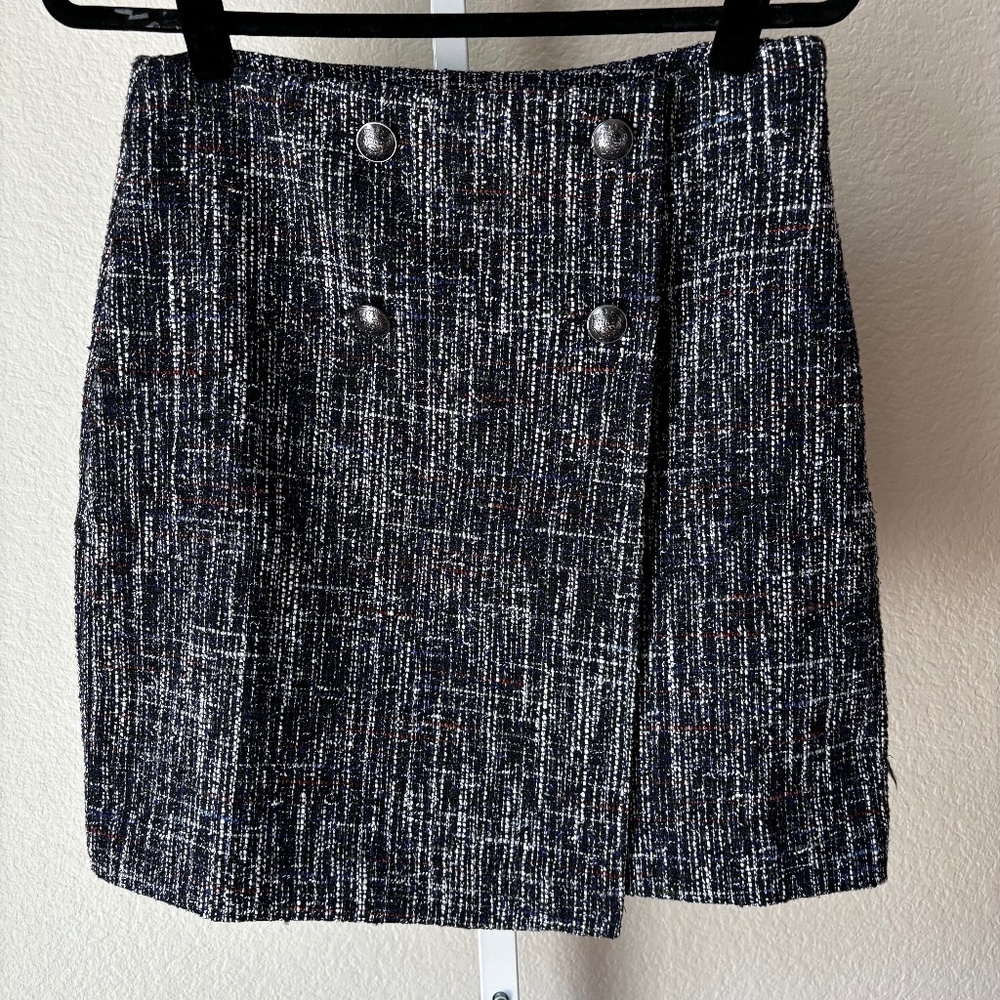 LOFT Women's Navy Tweed Skirt Size 2